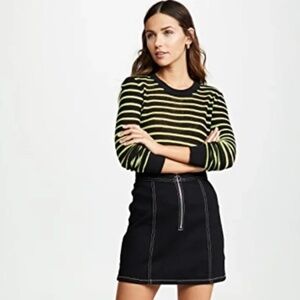 BB Dakota Black Skirt w/ White Contrast Stitching and Zip Front. Size 8